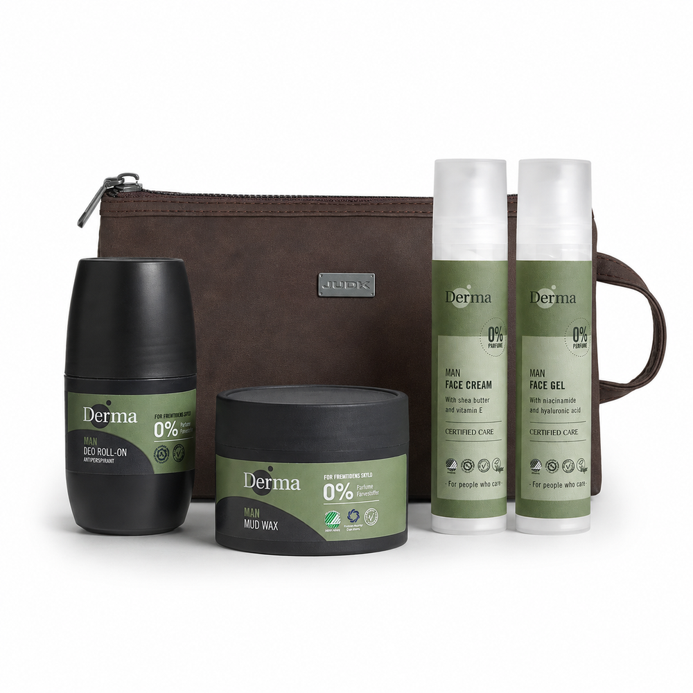Derma Man geschenkset met toilettas (Bruin)